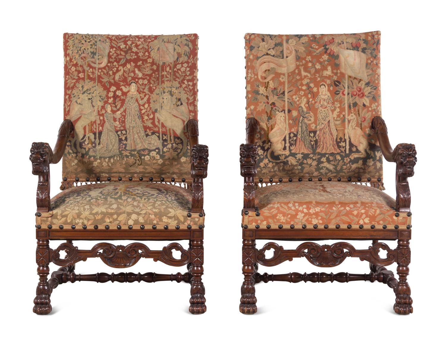 A Renaissance Revival Carved Walnut Parlor Suite