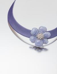 An 18 Karat White Gold, Chalcedony and Diamond "Rose de Noel" Brooch, Van Cleef & Arpels, 24.50 dwts.