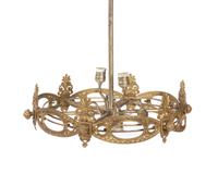 A Gilt Metal Six-Light Chandelier Diameter 22 inches.