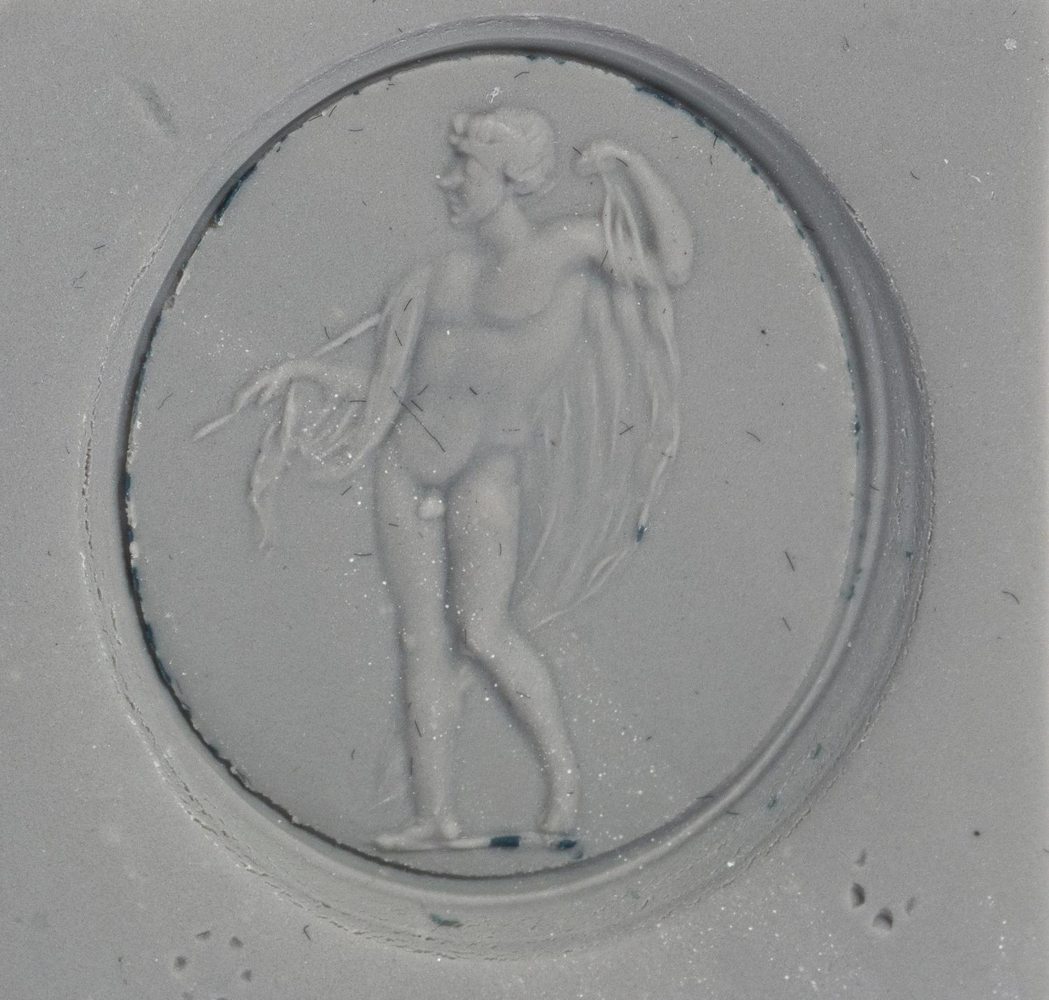 A Neoclassical Gold and Chalcedony Pendant with a Standing Male Figure