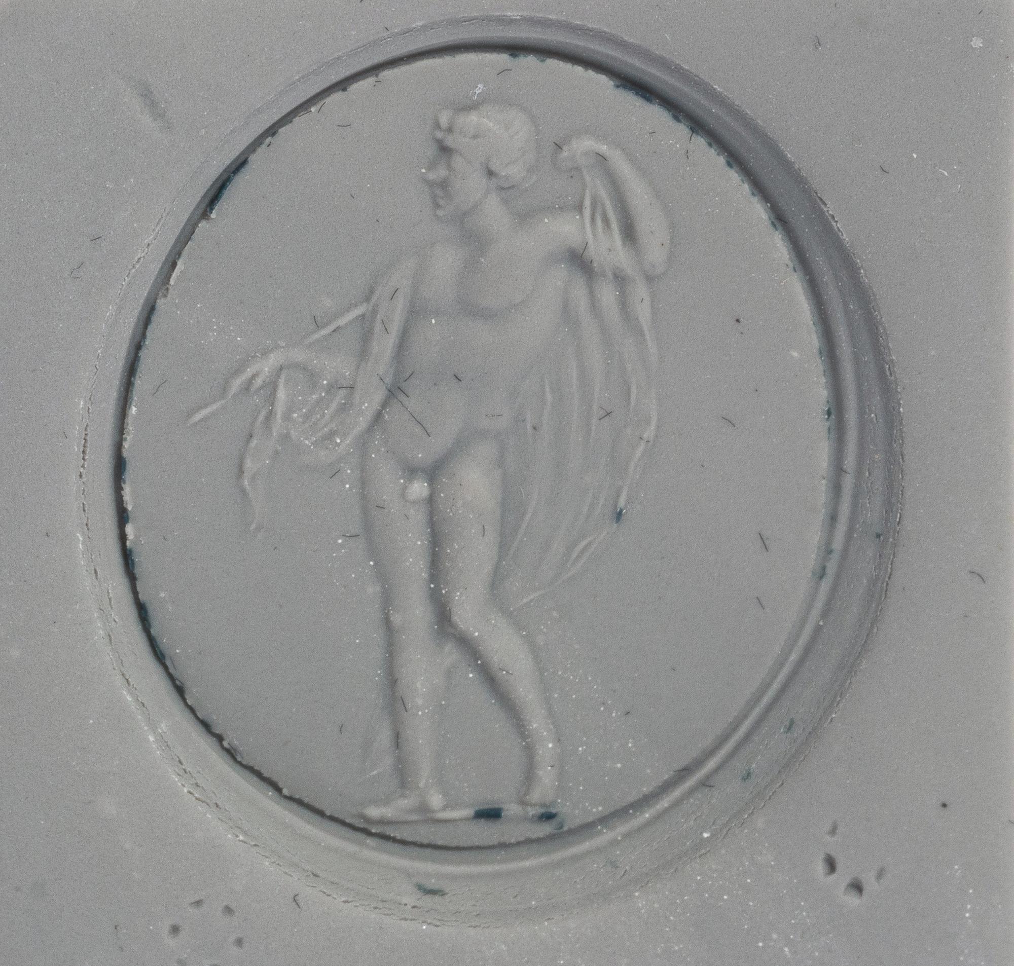 A Neoclassical Gold and Chalcedony Pendant with a Standing Male Figure