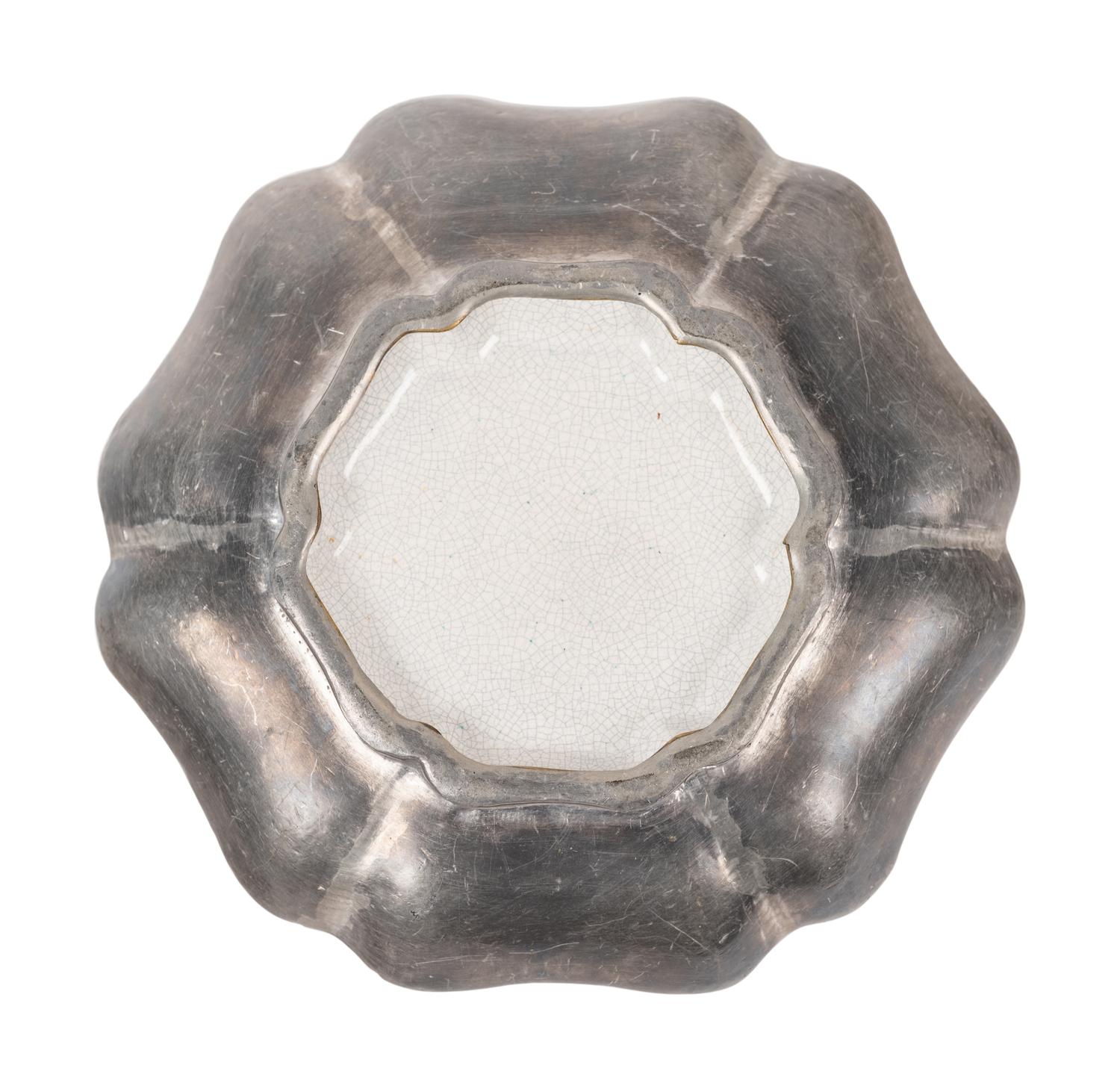 Two Chinese Pewter Encased Yixing Pottery Articles