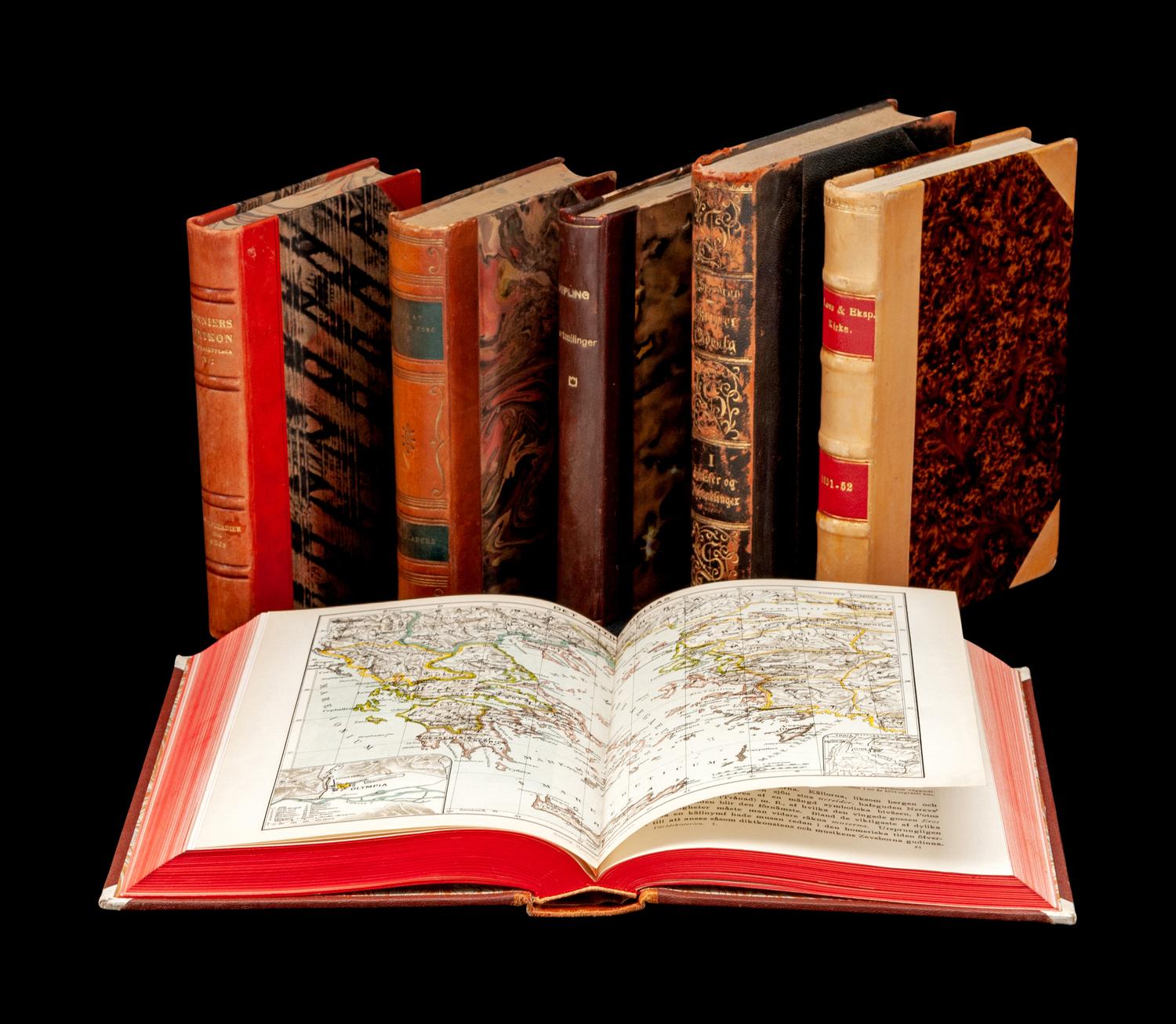 A Large Group of Leatherbound Volumes