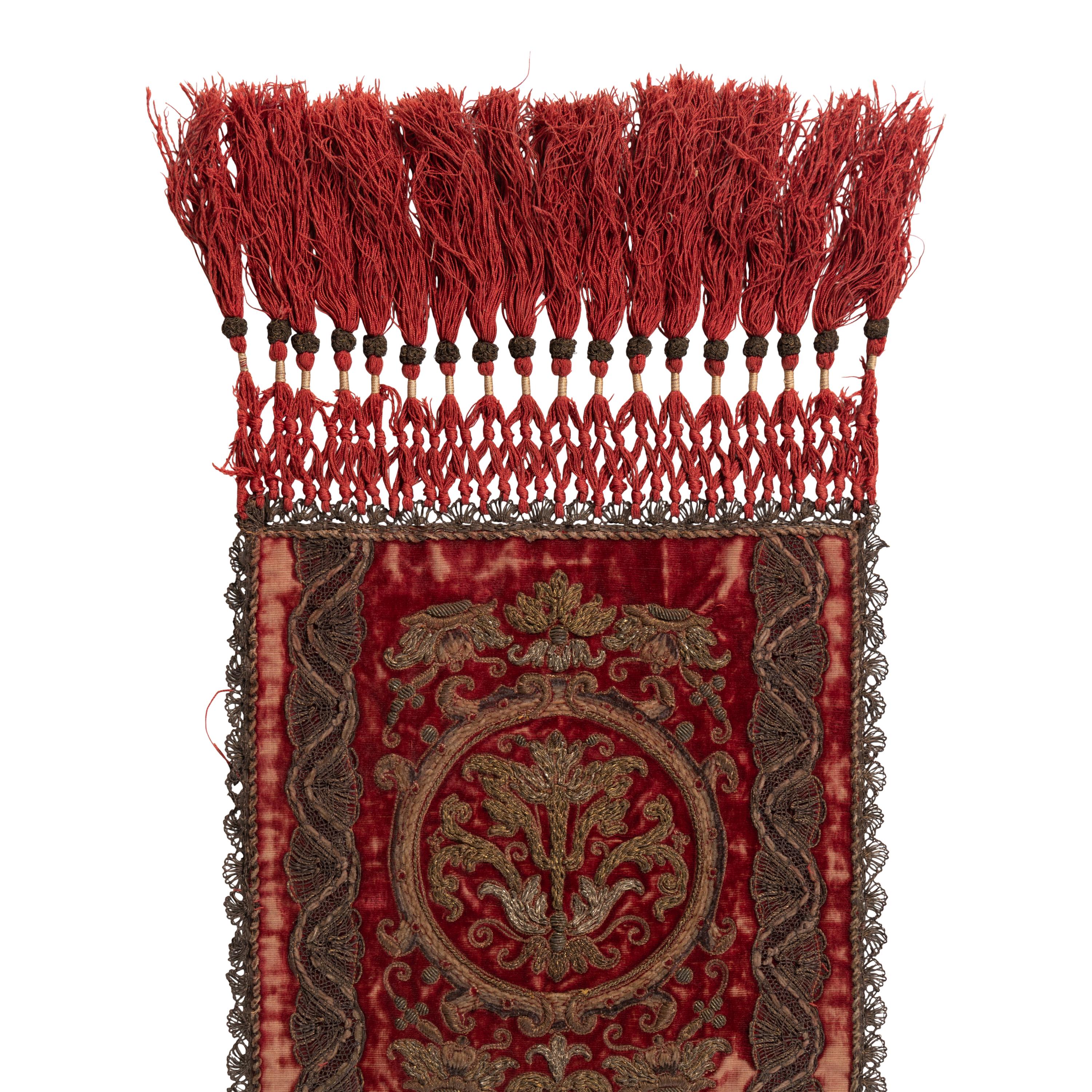A Silk Velvet, Silver Filé and Chenille Panel, Now Worked as a Runner