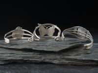 Navajo Silver Cuff Bracelets, with Inlay