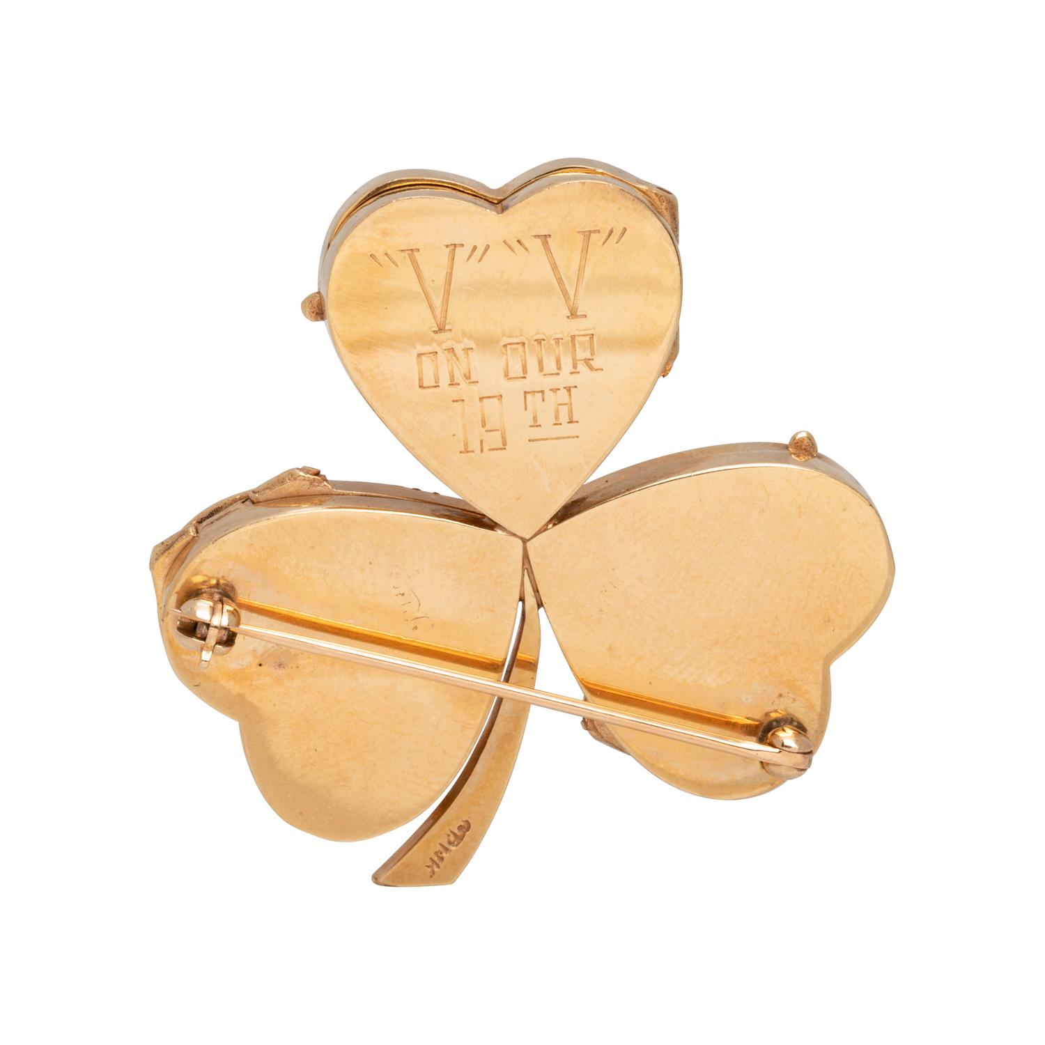 YELLOW GOLD AND RUBY LOCKET BROOCH