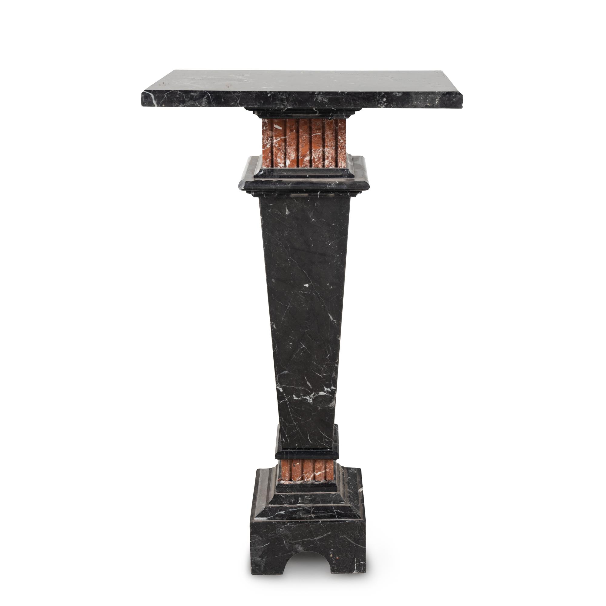 A Nero Marquina and Rosso Francia Marble Pedestal