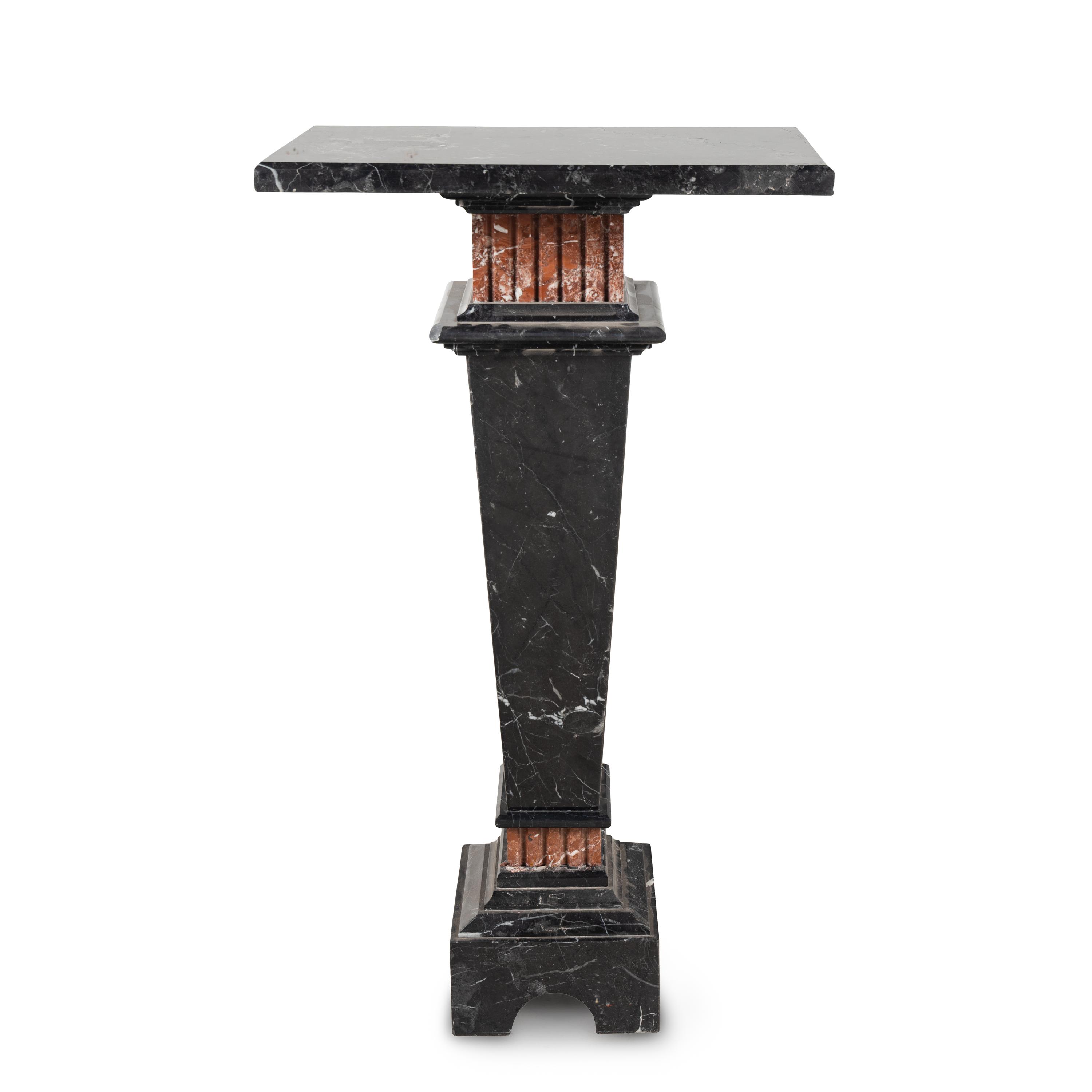 A Nero Marquina and Rosso Francia Marble Pedestal
