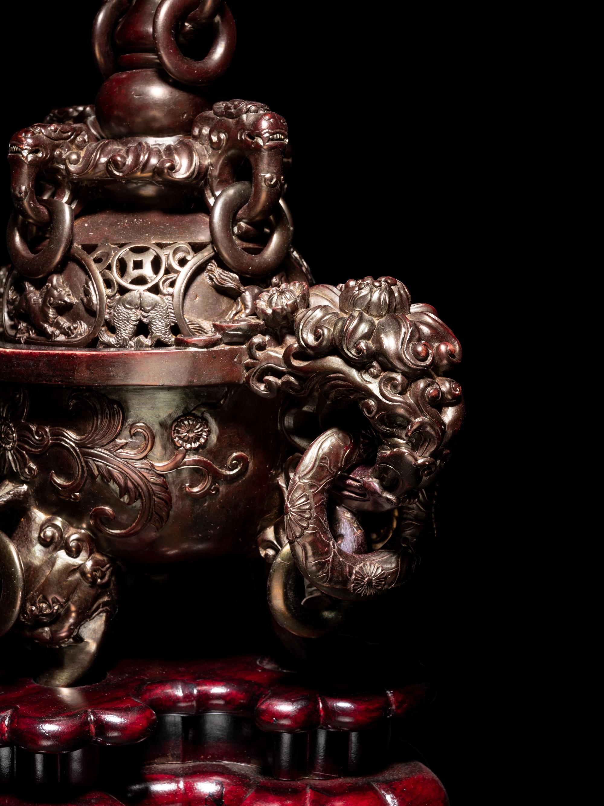 A Chinese Hardstone Tripod Incense Burner