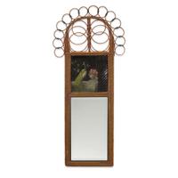 A polychrome painted rattan and wicker mirror with peacocks american, circa 1900