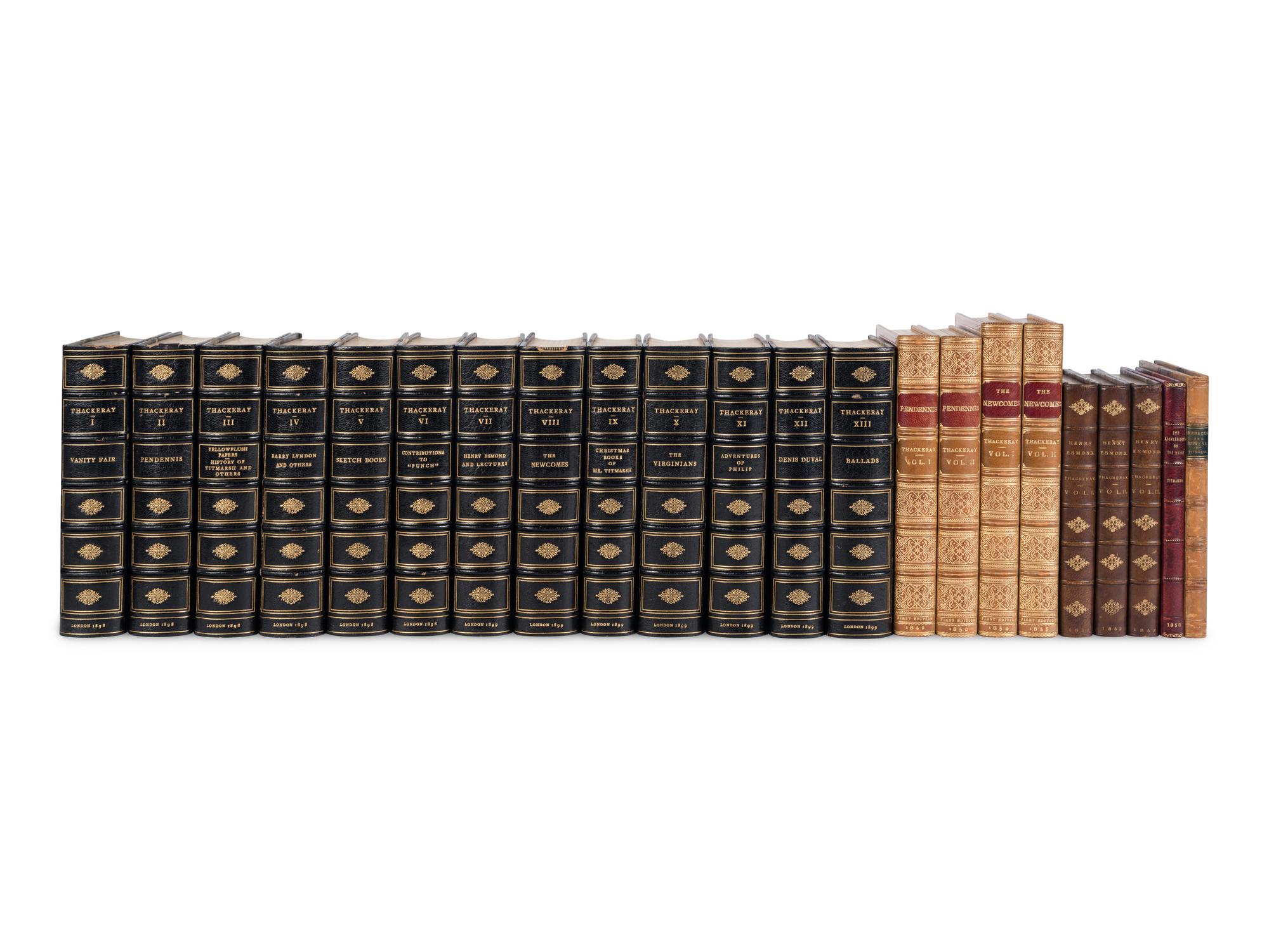 [BINDINGS]. THACKERAY, William Makepeace (1811-1863). A group of 6 finely bound works, many FIRST EDITIONS, comprising: