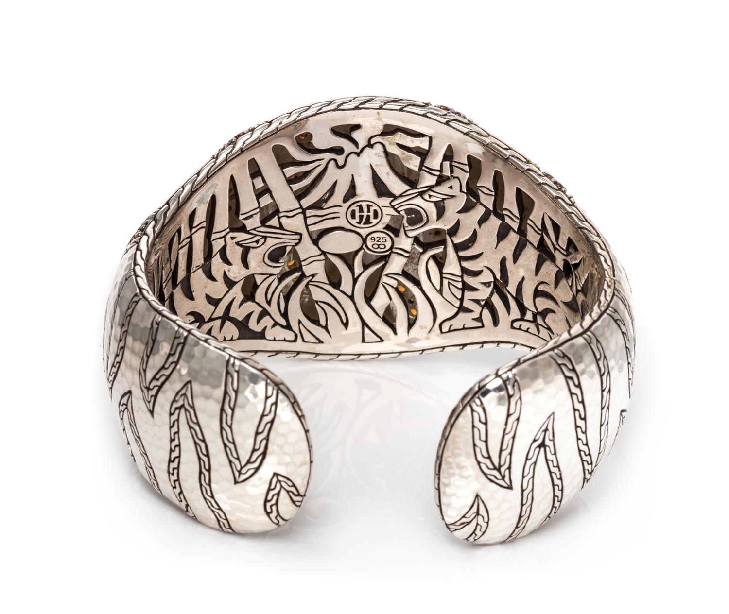 A Sterling Silver and Garnet 'Batu Kawung' Cuff Bracelet, John Hardy, 92.80 dwts.