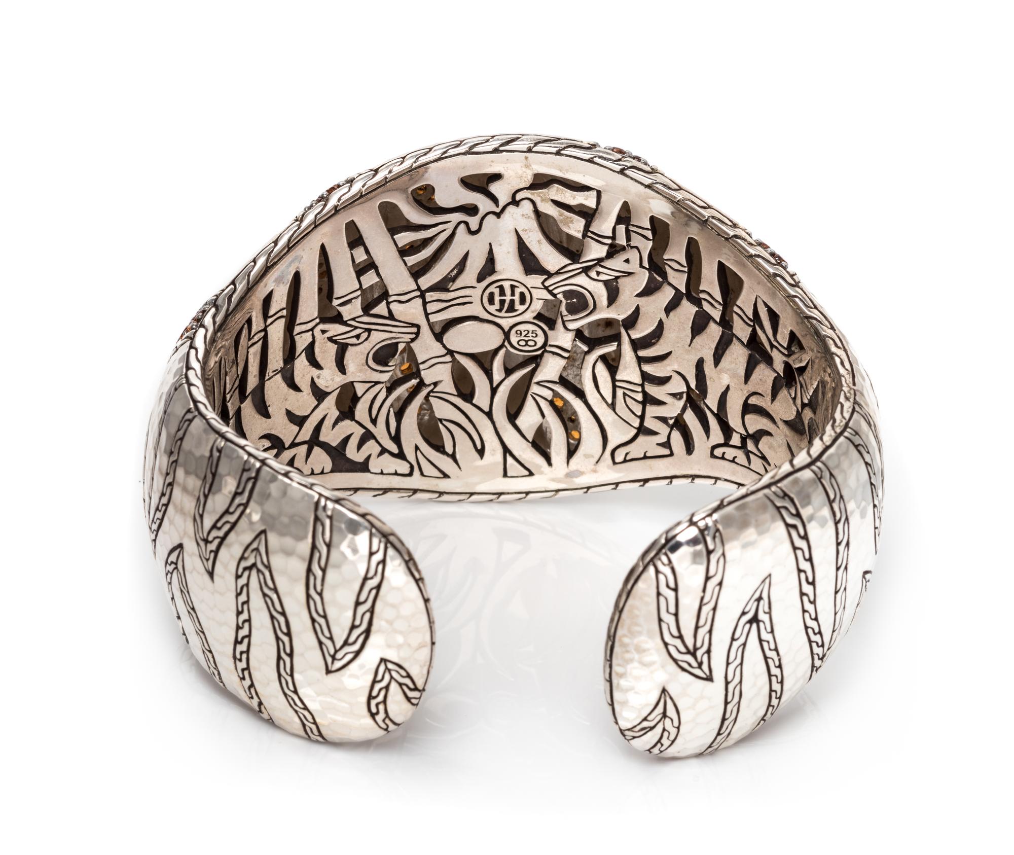 A Sterling Silver and Garnet 'Batu Kawung' Cuff Bracelet, John Hardy, 92.80 dwts.