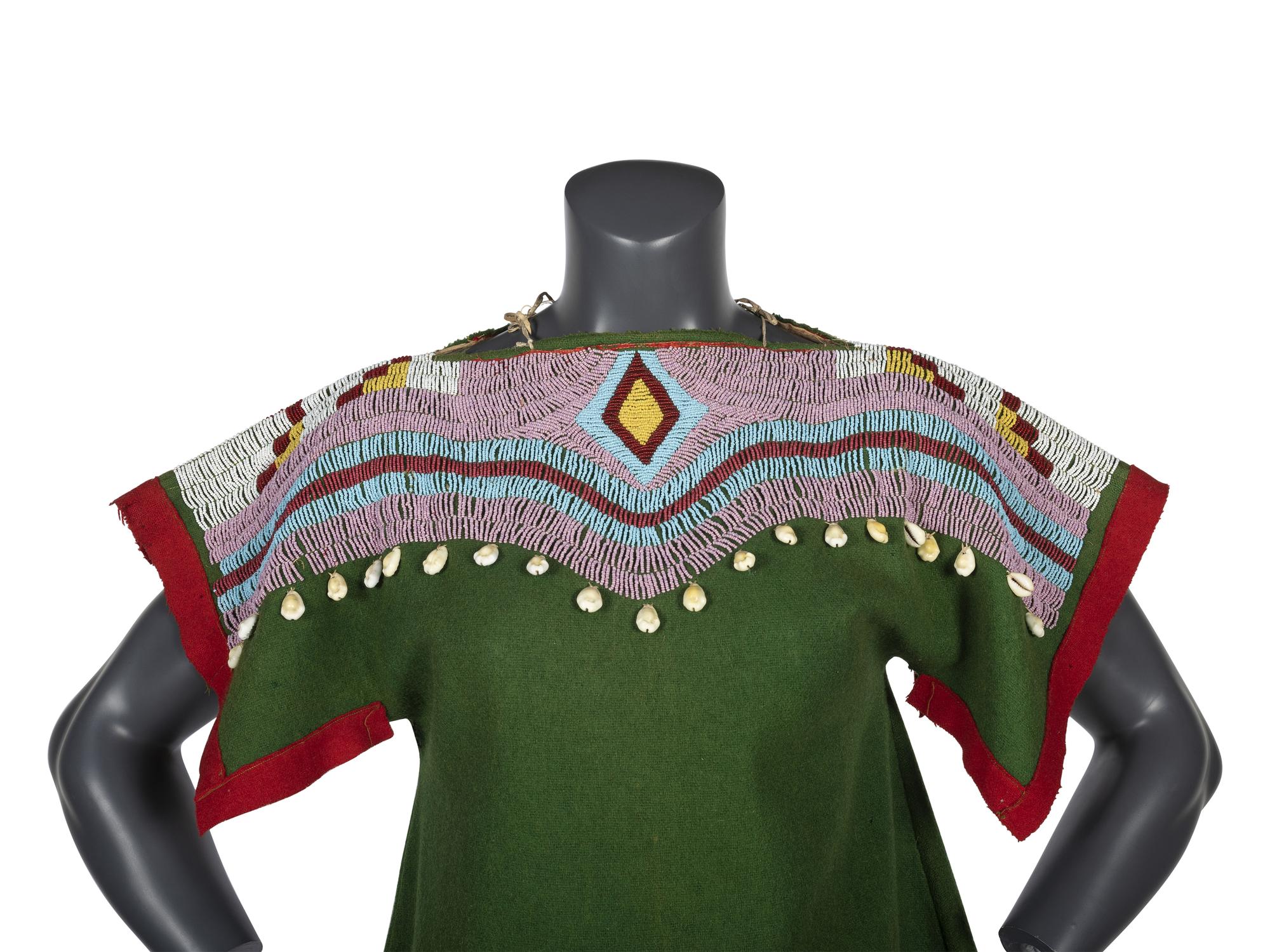 Plateau Girl's Beaded Wool Dress, with Cowrie Shells