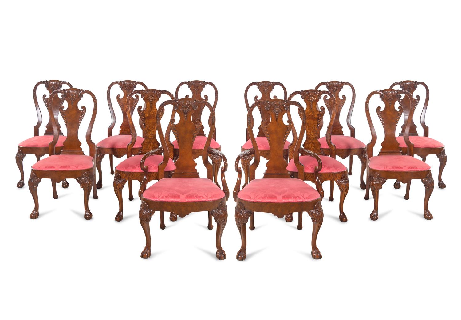 A Set of Twelve Baker George II Style Dining Chairs