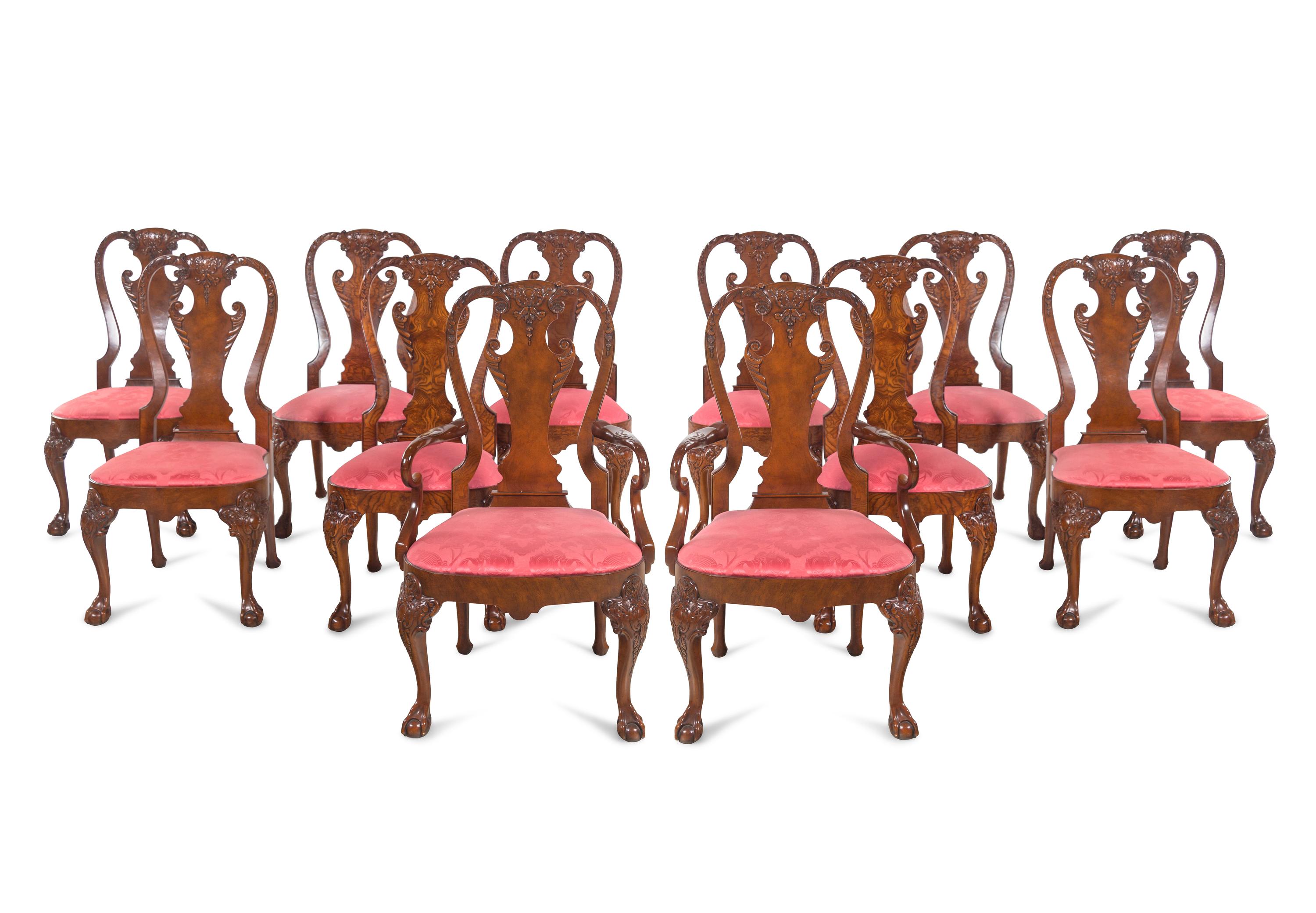 A Set of Twelve Baker George II Style Dining Chairs