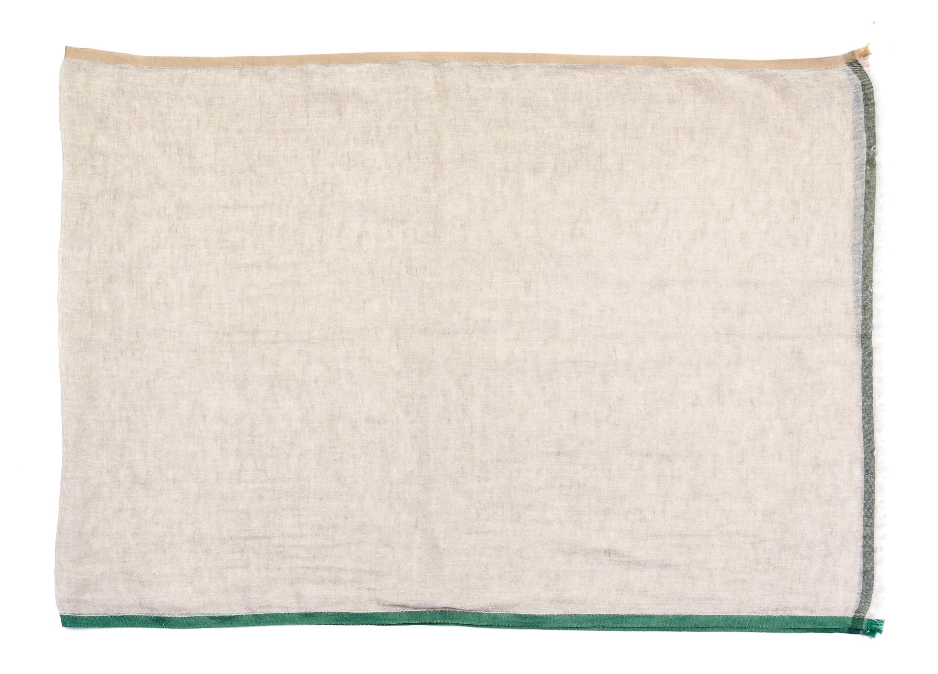 A Bruno Cucinelli Natural Linen Scarf, 74" x 30".