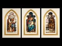A Set of Three Leaded Glass Windows