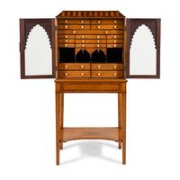 A German or Dutch Bird's Eye Maple and Rosewood Collector's Cabinet on Stand