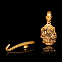 Two Chinese Yellow Gold Belt Hooks, Han Dynasty 春秋-漢 金龍鉤二