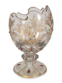 A Moser Gilded and Jeweled Enameled Crystal Vase
