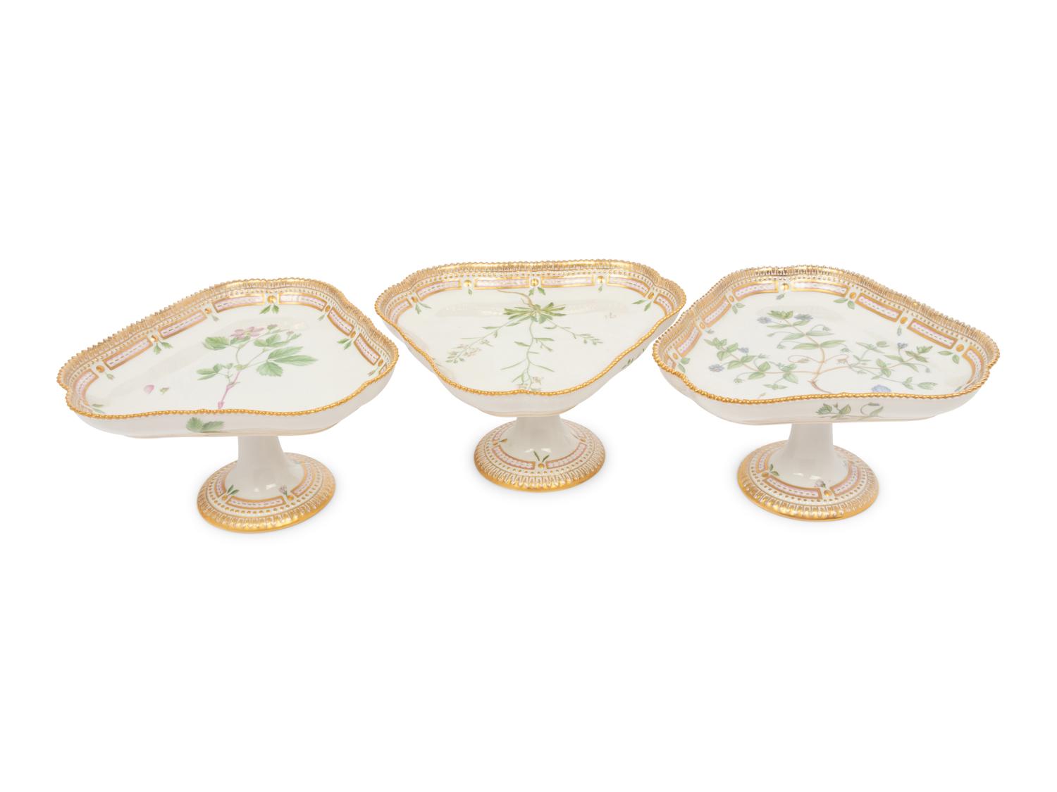 A Group of Five Royal Copenhagen Flora Danica Porcelain Table Articles