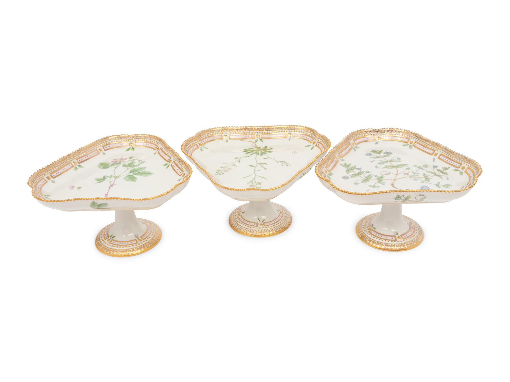 A Group of Five Royal Copenhagen Flora Danica Porcelain Table Articles