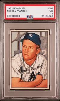 A 1952 Bowman Mickey Mantle Baseball Card No. 101 (PSA 3 VG)