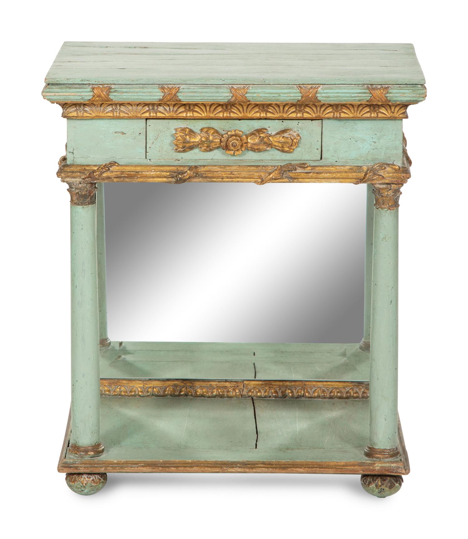 A Swedish Painted and Parcel Gilt Side Table