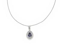 DIAMOND AND ZOISITE PENDANT ON CHAIN