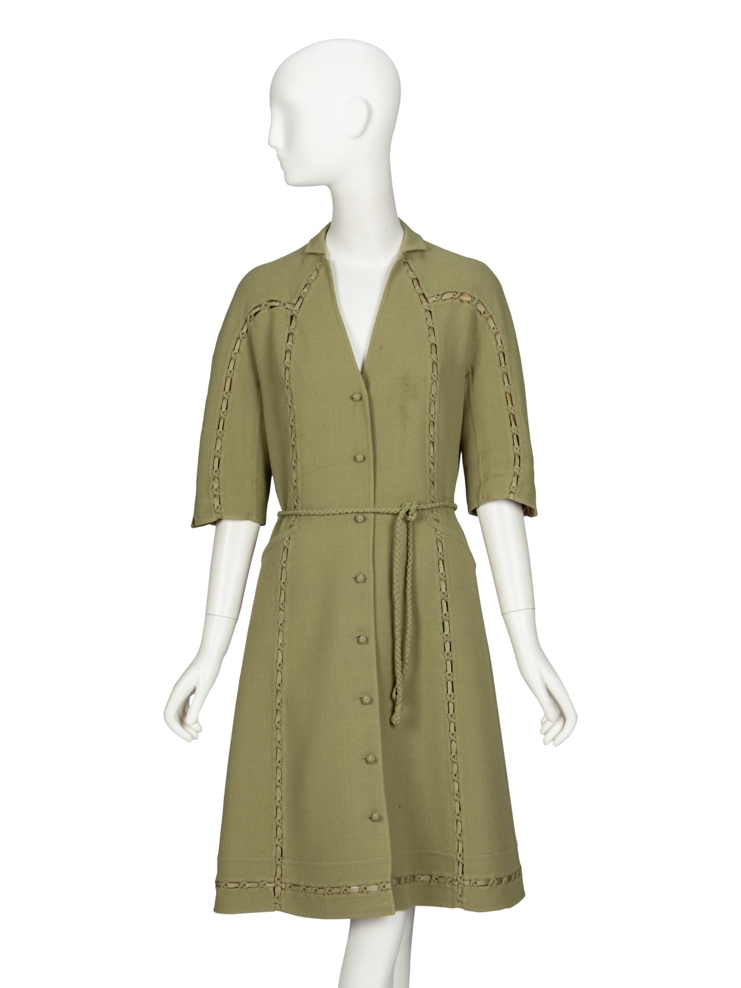 Ralph Rucci Chado, Green Crêpe Shirtdress