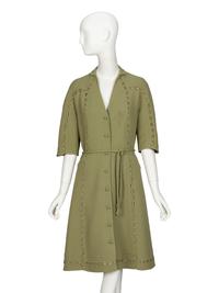 Ralph Rucci Chado, Green Crêpe Shirtdress