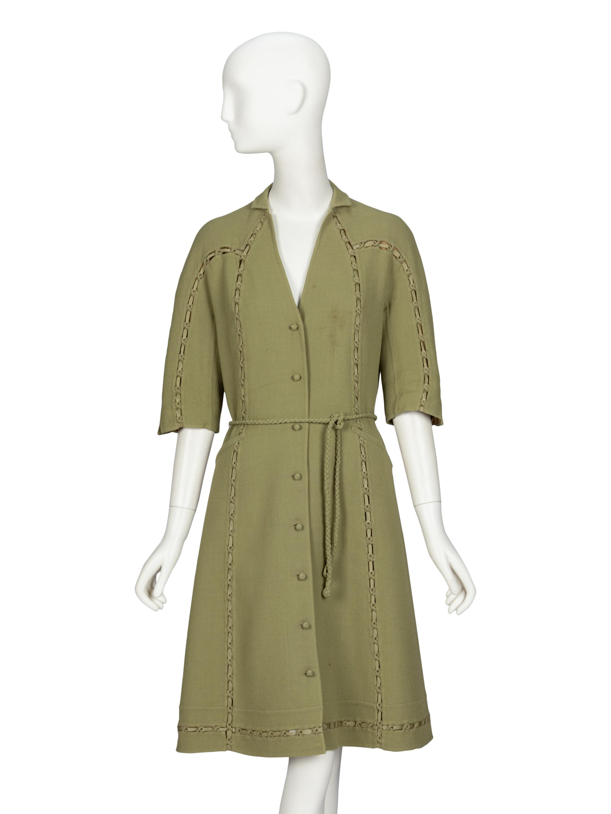 Ralph Rucci Chado, Green Crêpe Shirtdress