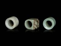 Three Chinese Celadon Jade Archer's Rings