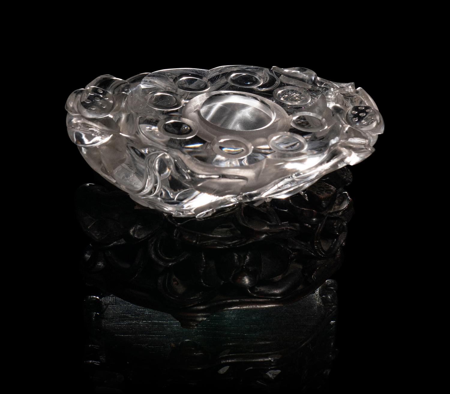 Two Chinese Rock Crystal Carvings and a Spinach Jade Seal