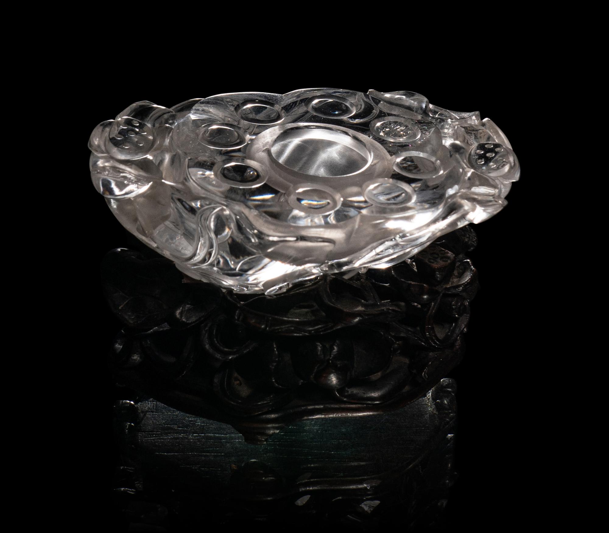 Two Chinese Rock Crystal Carvings and a Spinach Jade Seal