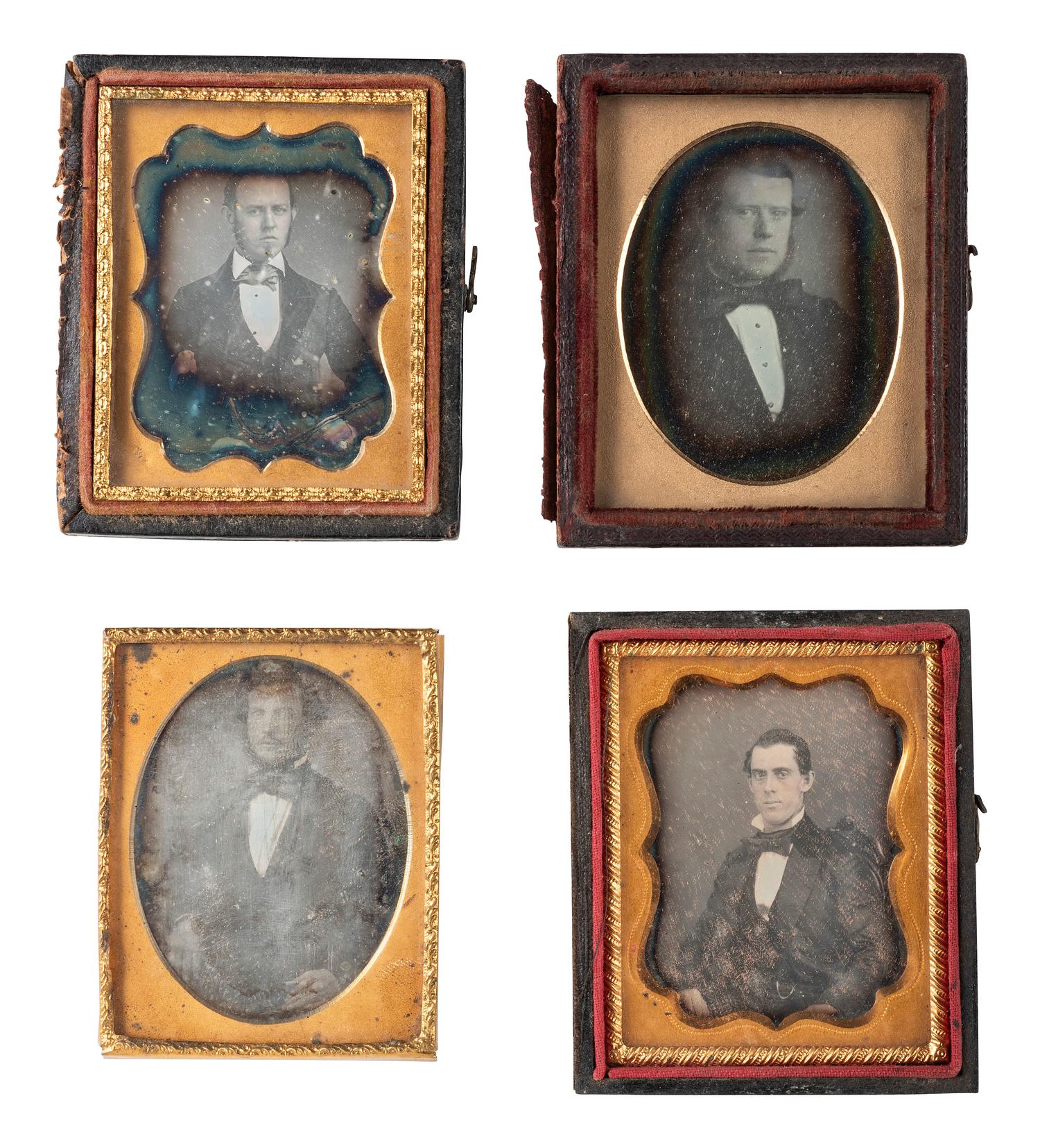 [EARLY PHOTOGRAPHY]. 28 ninth plate daguerreotypes of men of various ages.