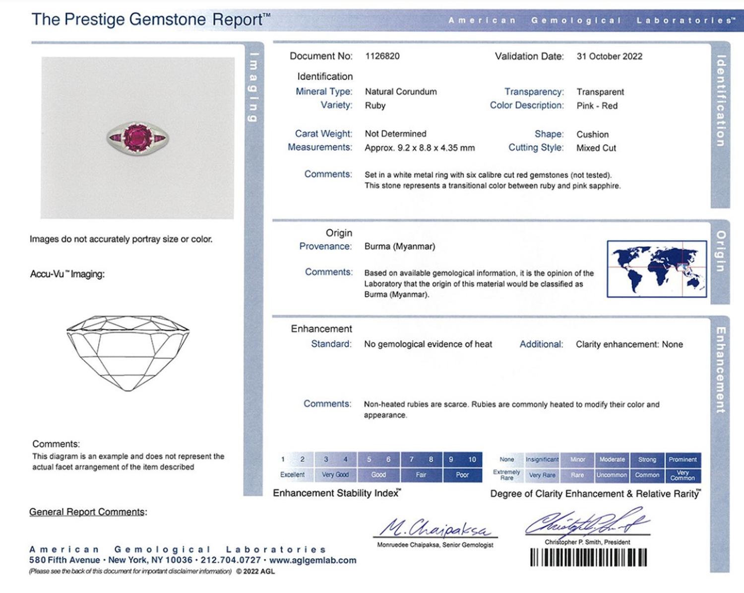 UNHEATED BURMESE RUBY RING