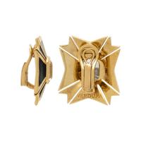 VERDURA, YELLOW GOLD, BLACK ENAMEL, AND WHITE TOPAZ MALTESE CROSS EARRINGS