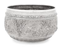A Burmese Silver Presentation Bowl