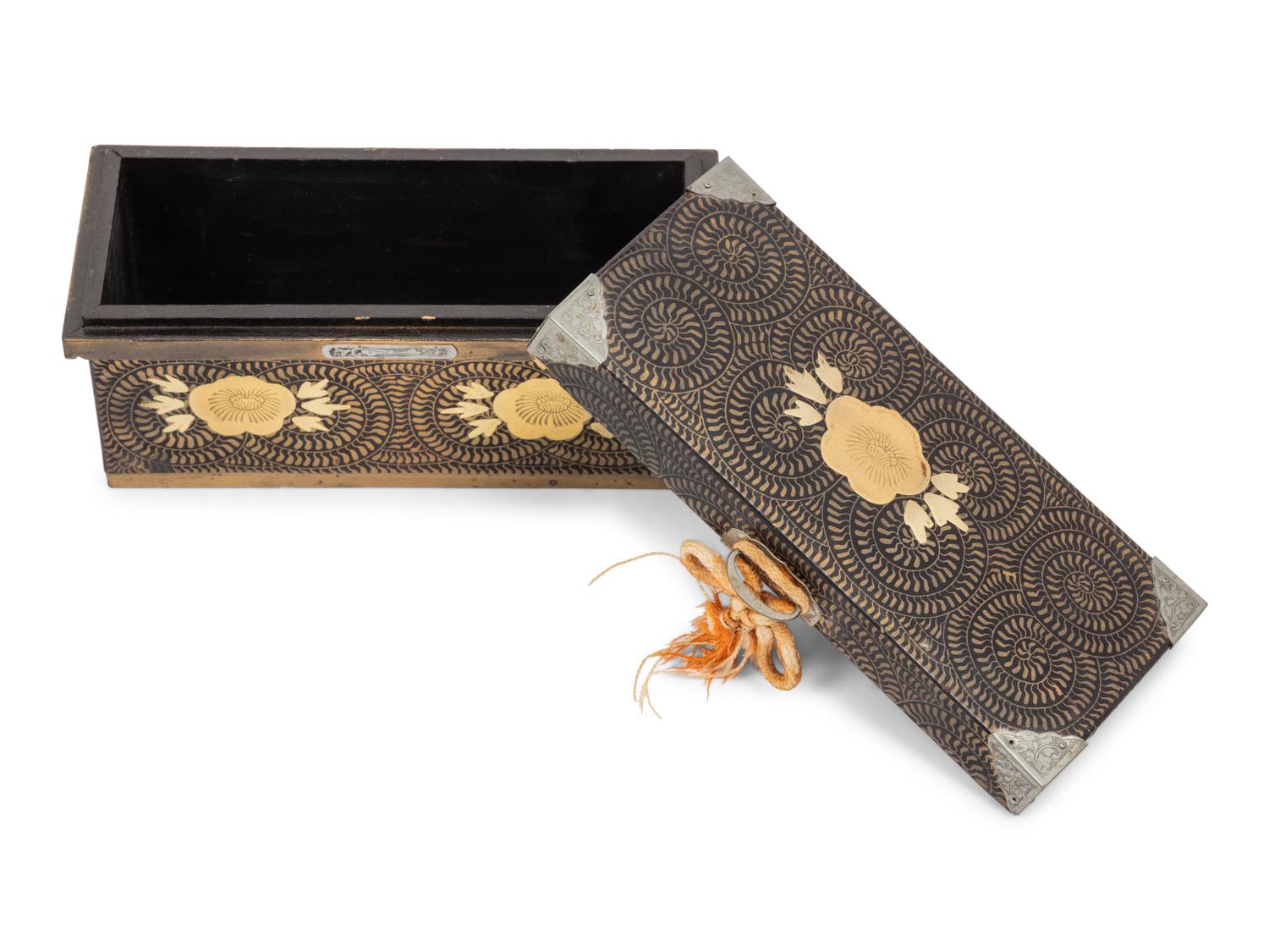 Eight Japanese Gilt and Black Lacquered Boxes