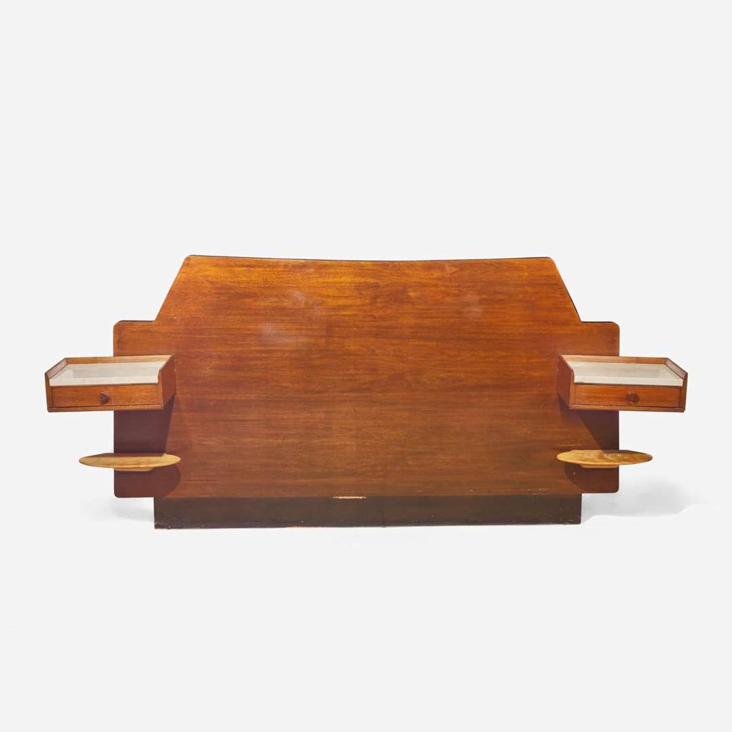 Attributed to Jens Risom (Danish-American, 1916-2016) Headboard with Integrated Night Tables, USA, circa 1955