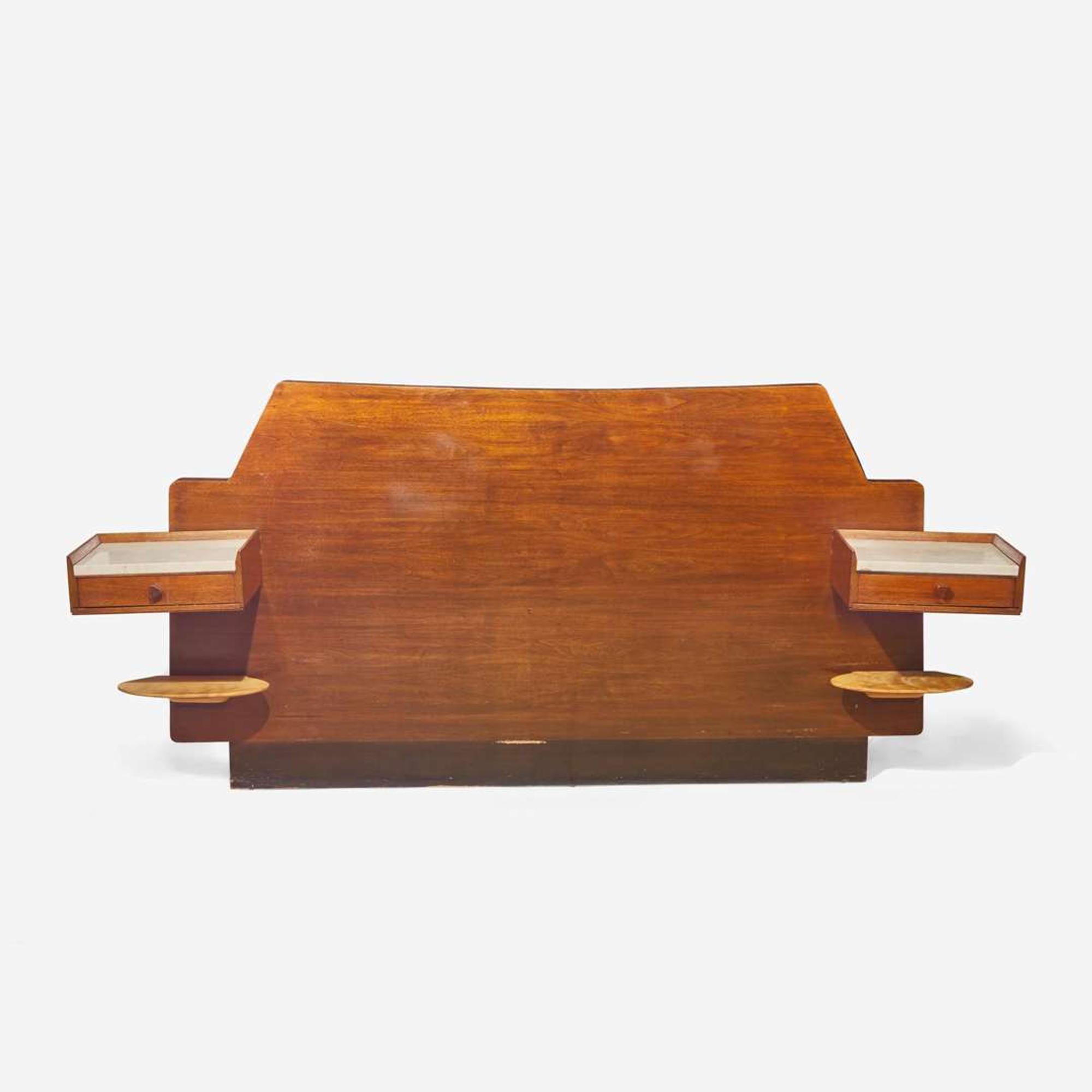 Attributed to Jens Risom (Danish-American, 1916-2016) Headboard with Integrated Night Tables, USA, circa 1955