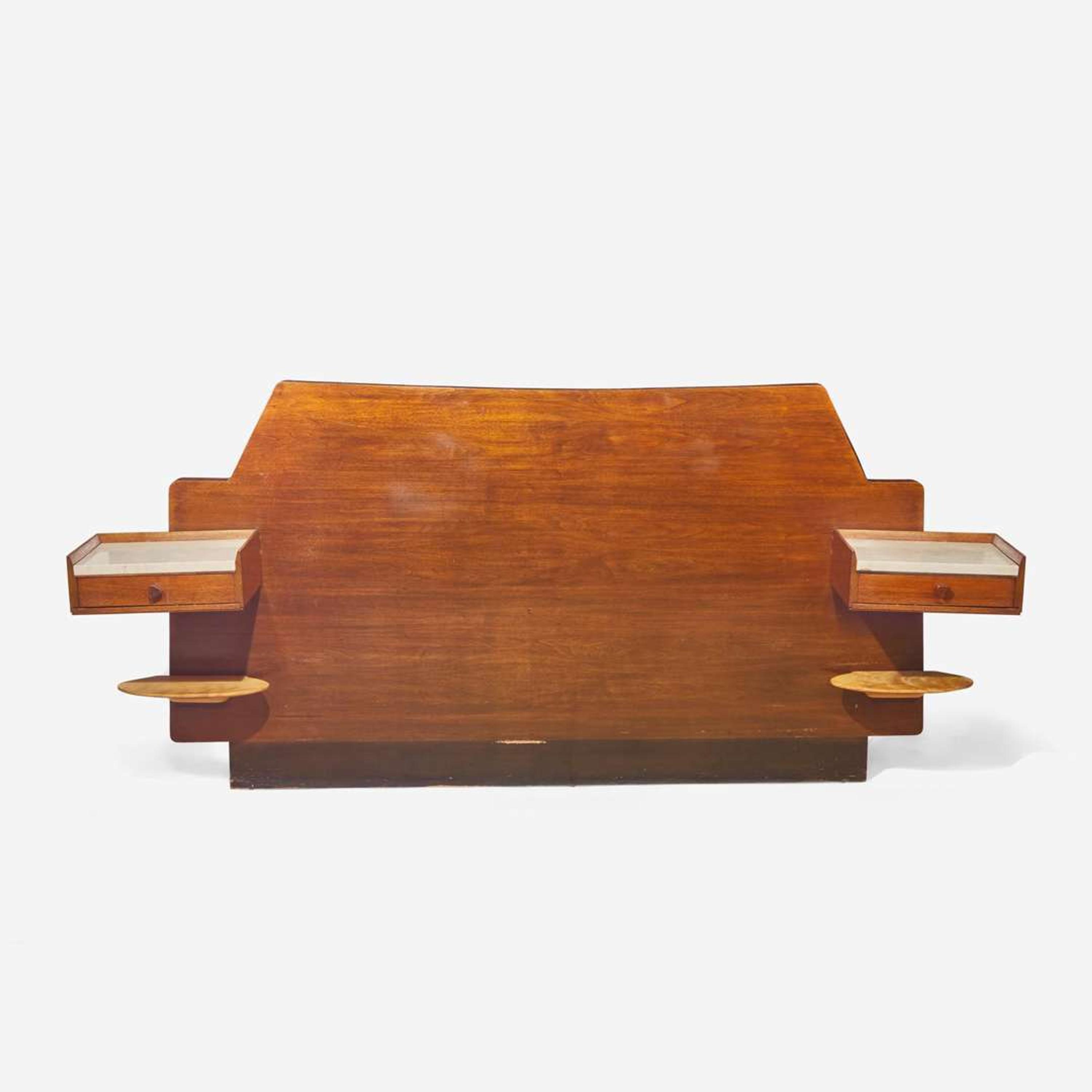 Attributed to Jens Risom (Danish-American, 1916-2016) Headboard with Integrated Night Tables, USA, circa 1955