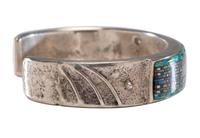 Sterling Silver Cuff Bracelet, with Micro Mosaic Inlay Lot is located and will ship from Denver, Colorado.