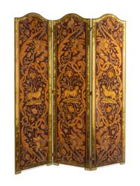 A Victorian Needlepoint Three-Panel Floor Screen