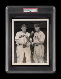 An Original 1945 Honus Wagner and Mel Ott Type One News Photograph (PSA Encapsulated)