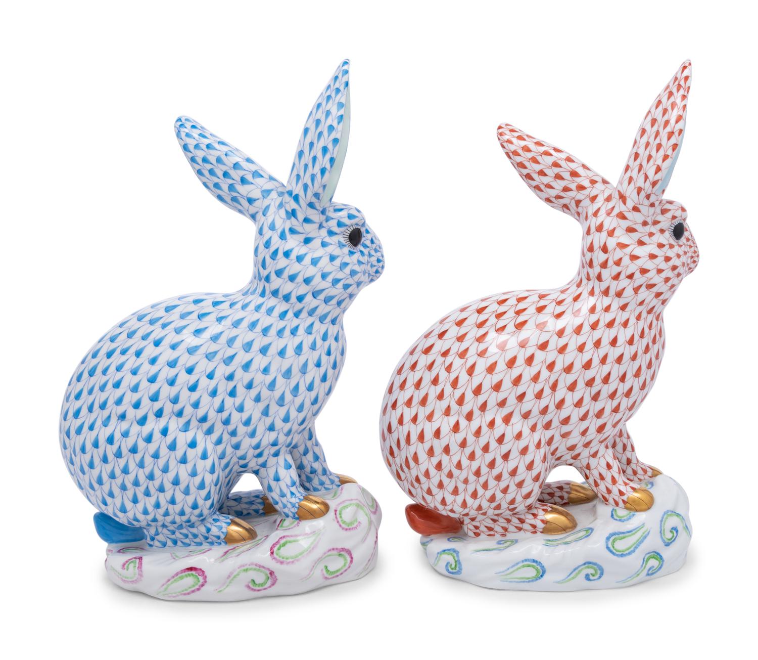 Two Herend Porcelain Rabbits