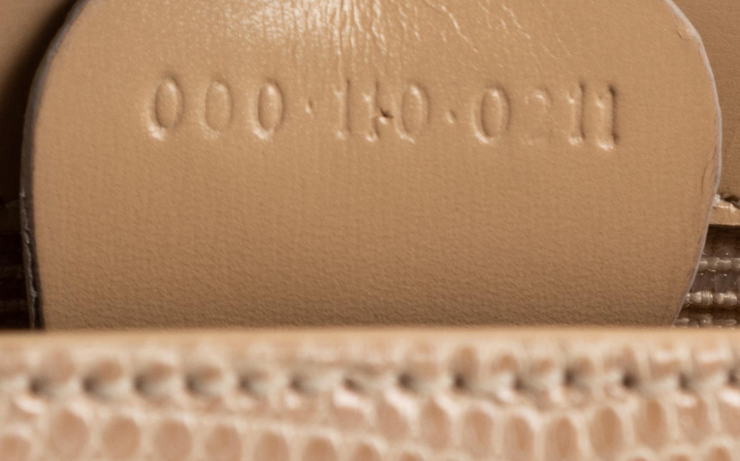 Gucci Taupe Pink Lizard Front Lock Handbag