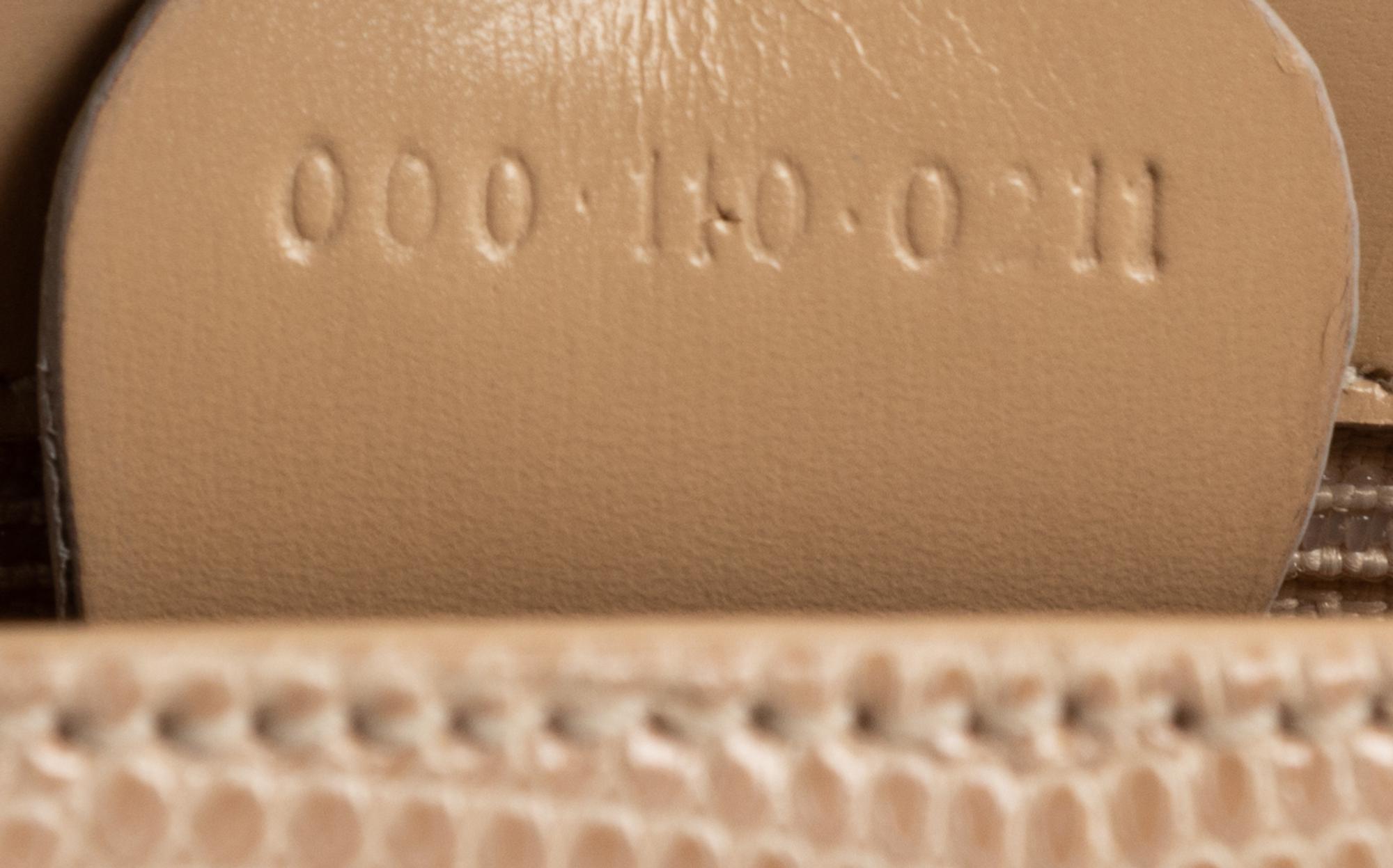 Gucci Taupe Pink Lizard Front Lock Handbag